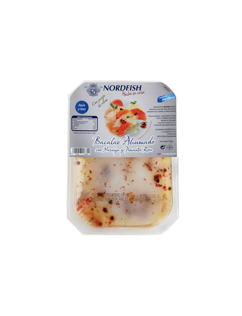 Smoked Cod with Orange and Pink Pepper 100g Nordfish