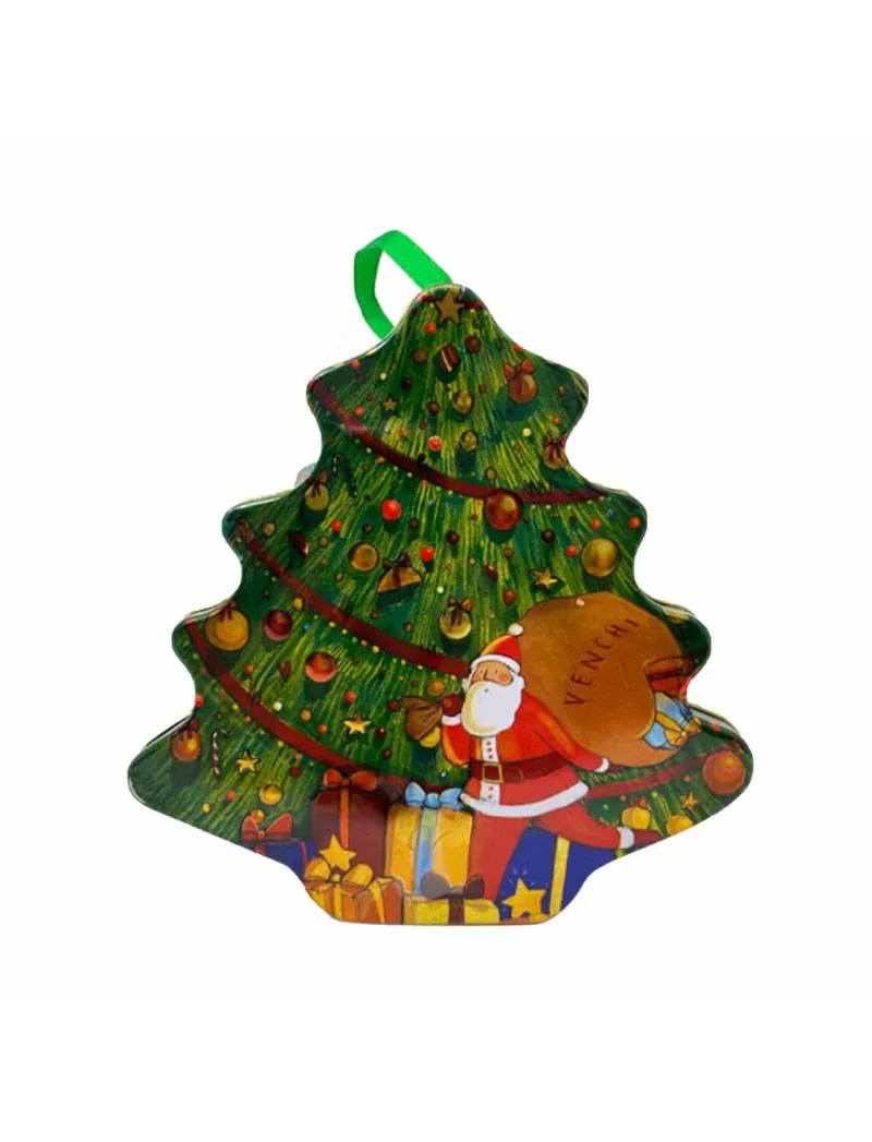 Christmas tree tin with Santa Claus chocolates 90 gr
