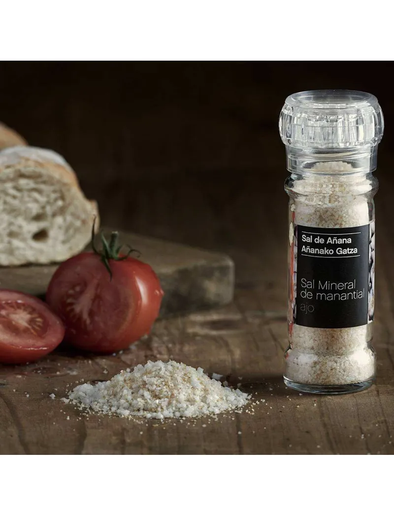 Mineral Spring Salt Grinder with Garlic 75 g Añana Salt