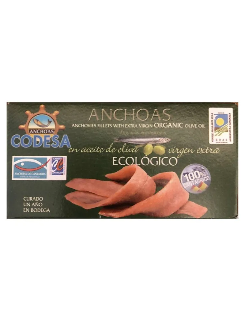 Anchovy Fillets 8/9 fillets in AOVE Ecological, 48g RR-50, Codesa
