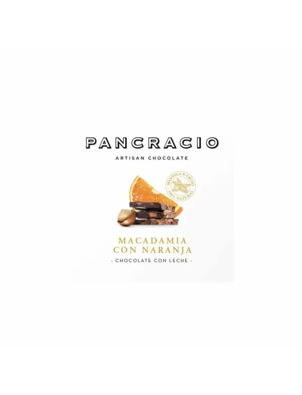 Pancracio, Tableta Chocolate con Leche, Naranja y Nueces de Macadamia 45g