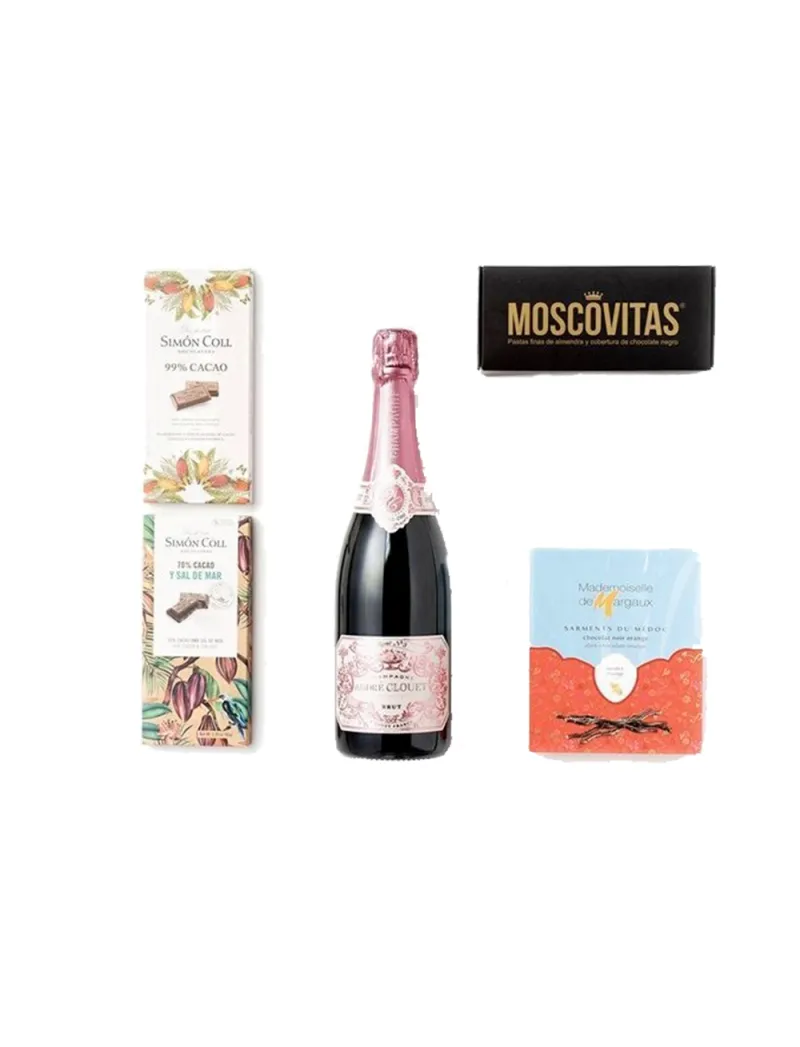 Gourmet gift for lovers of Champagne Rosé and Chocolate